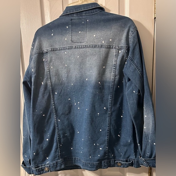 Road Narrows NYC Ripped Patched Distressed Stretch Denim Jacket New!! - Picture 2 of 5